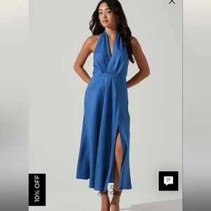 ASTR the Label KEAVA HALTER MIDI DRESS size s, blue